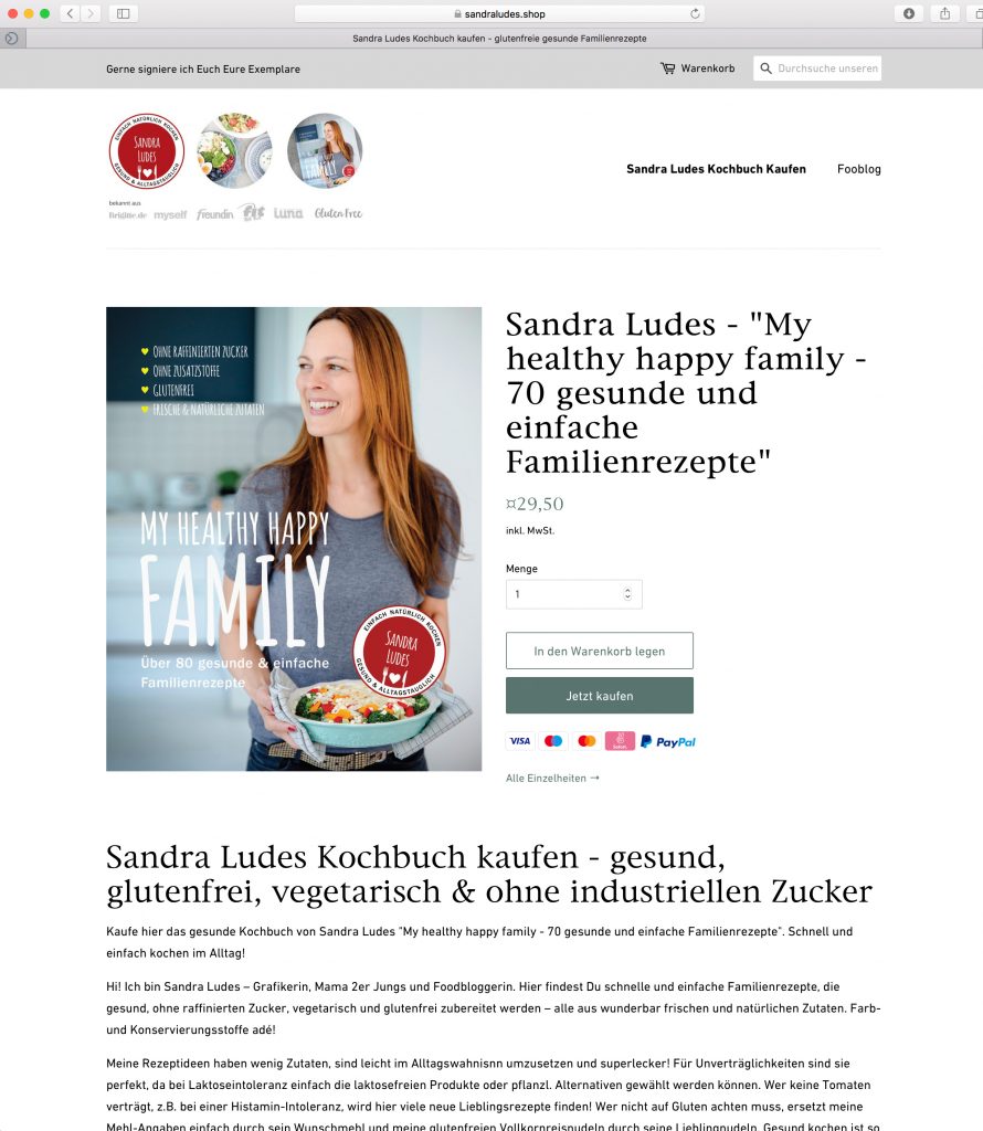 Sandra Ludes Kochbuch kaufen - Onlineshop